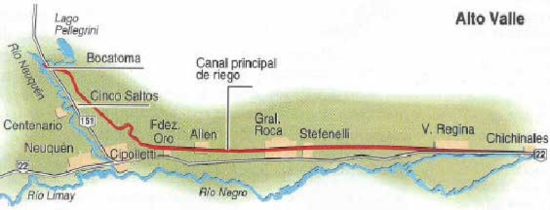 Cipolletti - Recorrido del canal principal